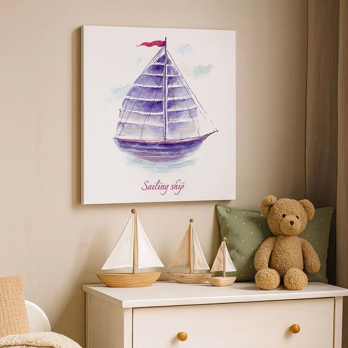 Bild auf Leinwand - Leinwandbild - Volle Segel und ruhiges Wasser - 30x30 cm