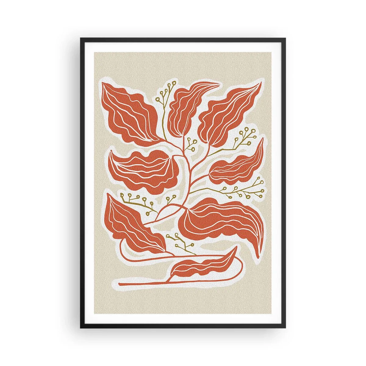 Poster in einem schwarzem Rahmen - Im Folkstil und korallenartig - 70x100 cm