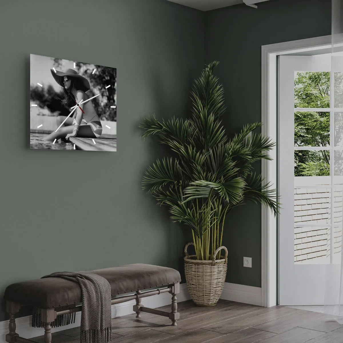 Wanduhr - Glasuhr - Sommertraum - 40x40 cm