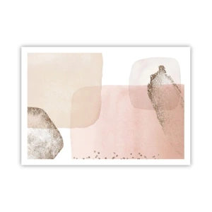 Poster - Pastellfarbene Flecken mit goldenen Elementen - 100x70cm - Ein Blick durch die Farbe - Moderne Wanddekoration für Wohnzimmer und Schlafzimmer ARTTOR