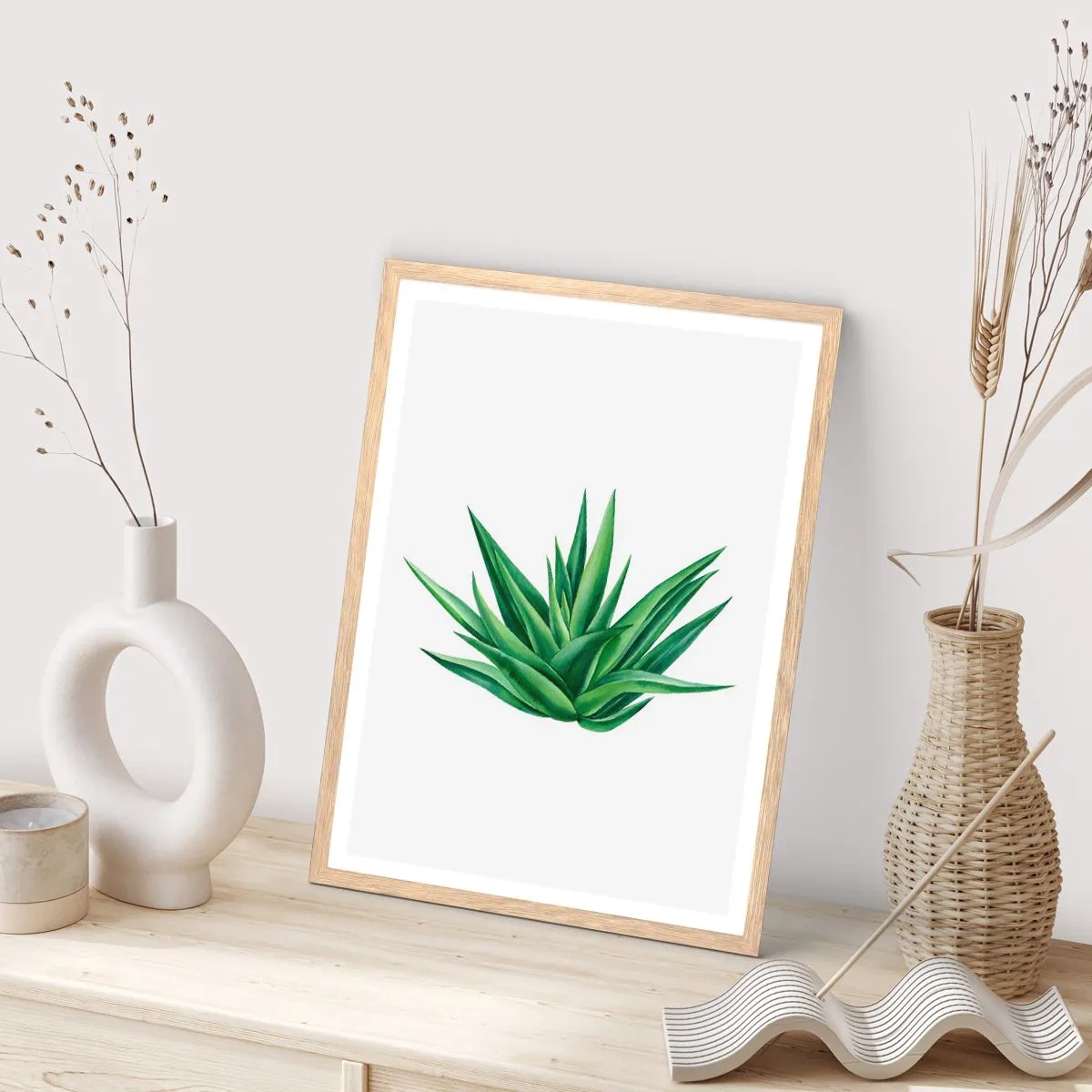 Poster in einem Rahmen aus heller Eiche - Grün – Kraft – Leben - 61x91 cm
