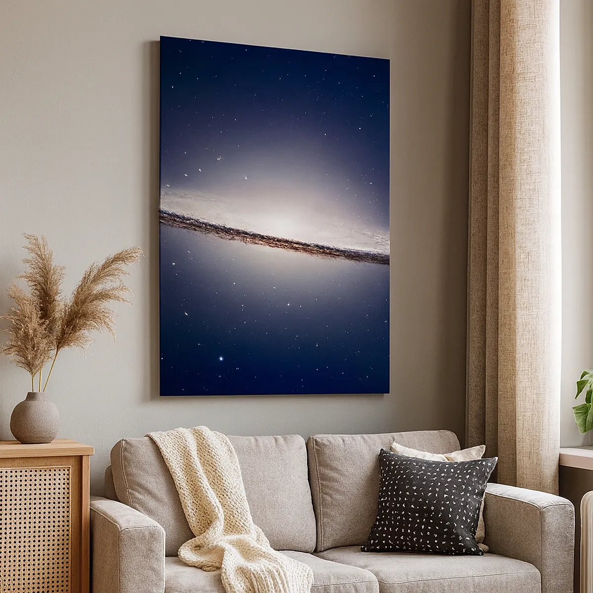 Bild auf Leinwand - Leinwandbild - Eine Spiralgalaxie vor dem Hintergrund des Sternenraums - 50x70cm - Vor langer Zeit in einer weit entfernten Galaxie ... - Moderne Wanddekoration für Wohnzimmer und Schlafzimmer ARTTOR