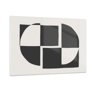 Glasbild - Bild auf glas - Geometrische Komposition aus schwarzen und weißen Formen - 120x80cm - Antithese - Synthese - Moderne Wanddekoration für Wohnzimmer und Schlafzimmer ARTTOR
