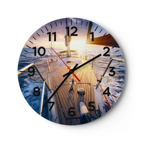 Wanduhr - Glasuhr - Laufen unter den Wellen - 30x30 cm