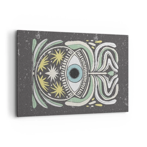 Bild auf Leinwand - Leinwandbild - Ein symbolisches Auge, umgeben von abstrakten Mustern - 120x80cm - Stammesrituale - Moderne Wanddekoration für Wohnzimmer und Schlafzimmer ARTTOR
