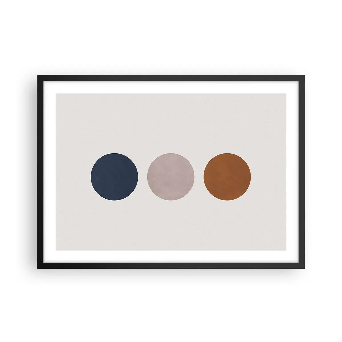 Poster in einem schwarzem Rahmen - Eine minimalistische Komposition mit drei farbigen Kreisen - 70x50cm - Ein Symbol für Exzellenz - Moderne Wanddekoration für Wohnzimmer und Schlafzimmer ARTTOR