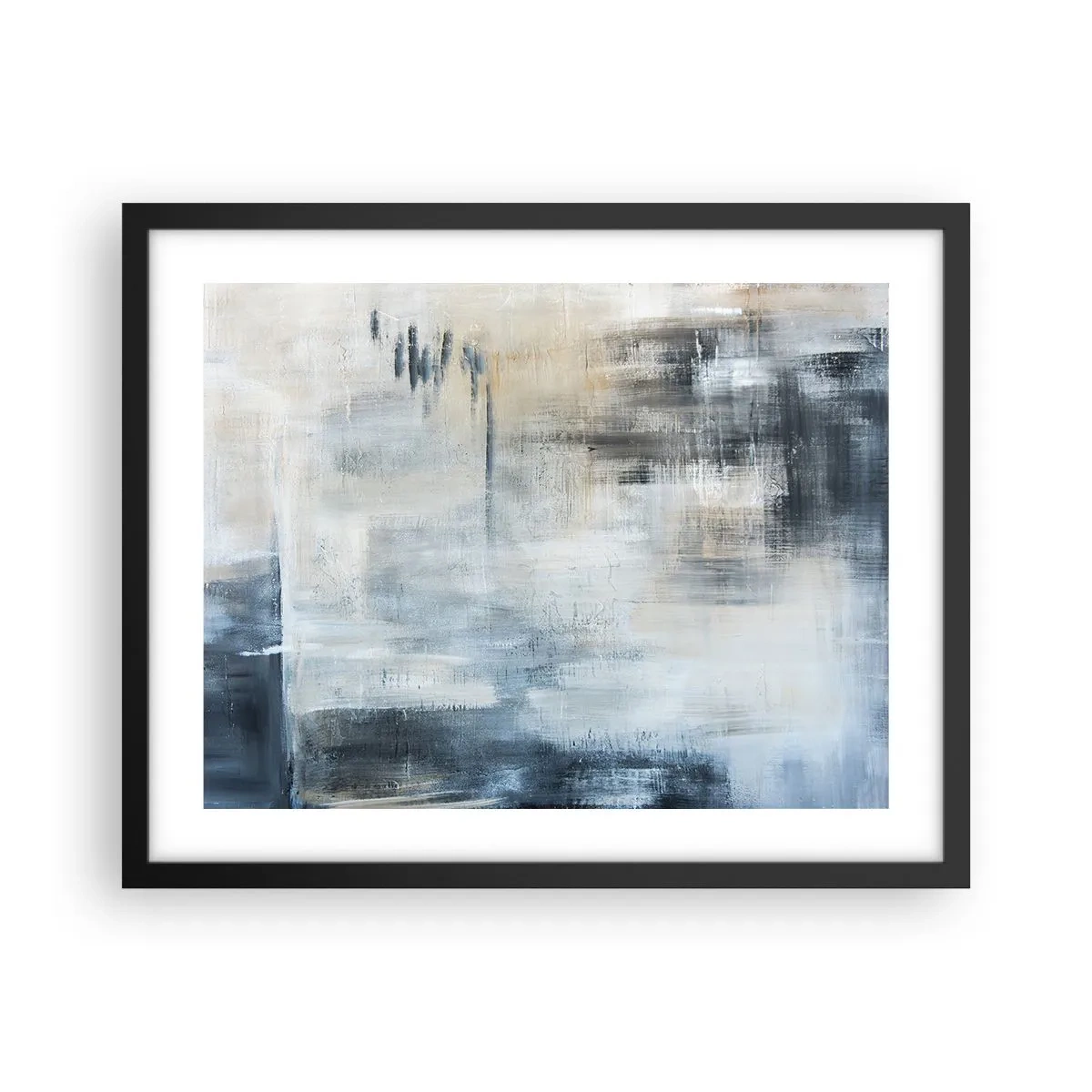 Poster in einem schwarzem Rahmen - Hinter dem blauen Vorhang - 50x40 cm