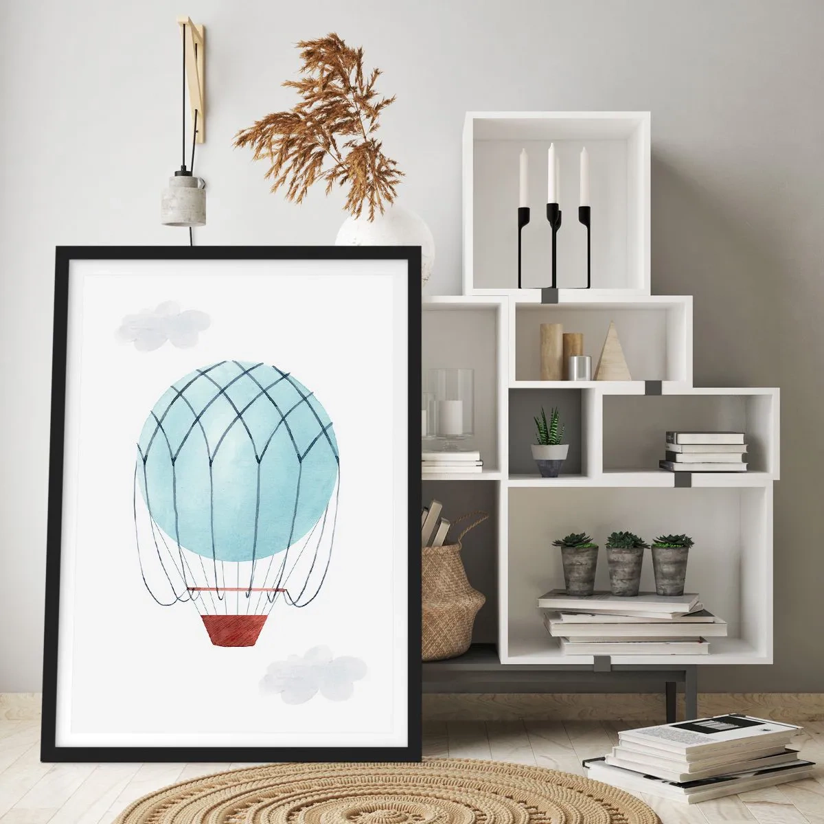 Poster in einem schwarzem Rahmen - Ganz in den Wolken - 61x91 cm