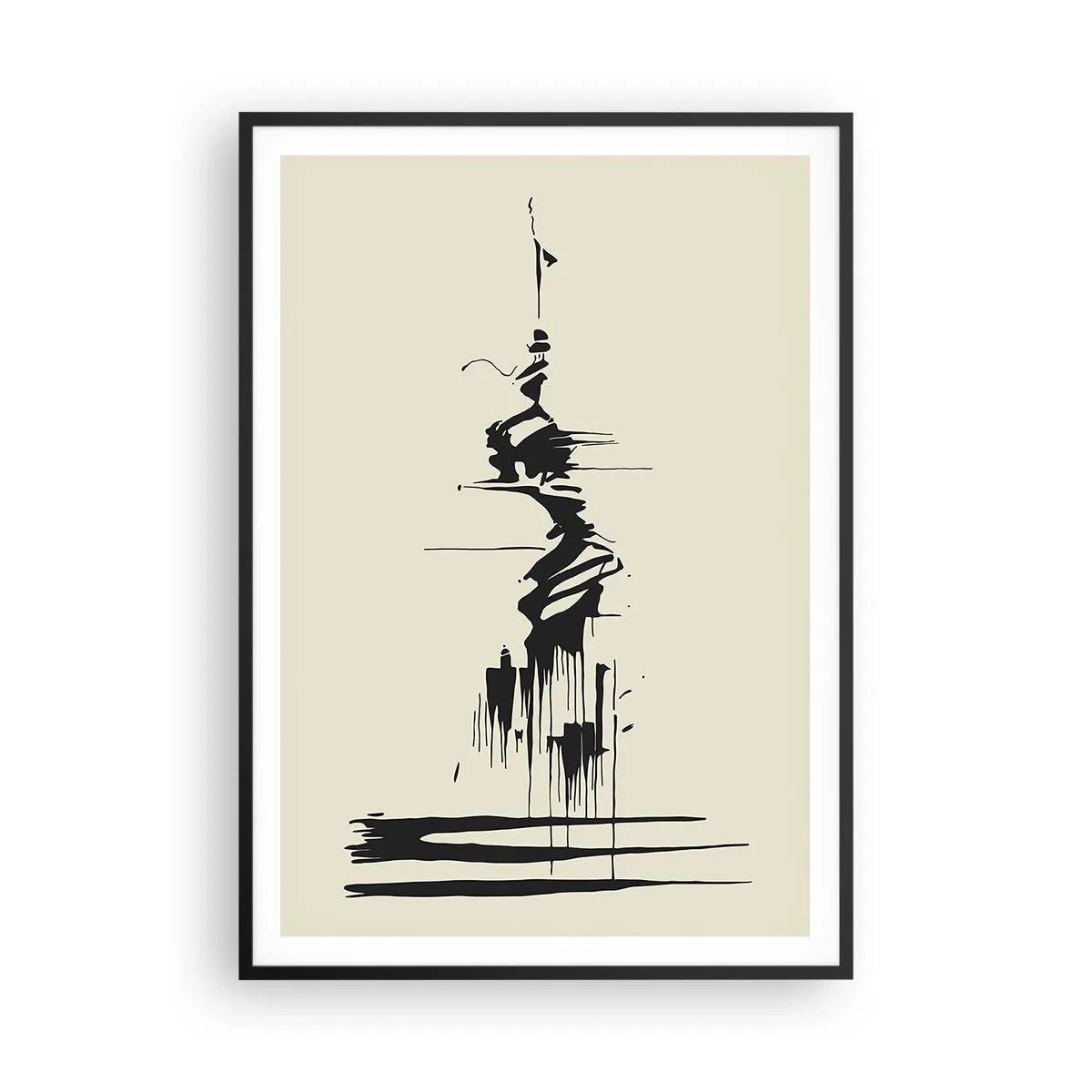 Poster in einem schwarzem Rahmen - Hastige Abstraktion - 70x100 cm