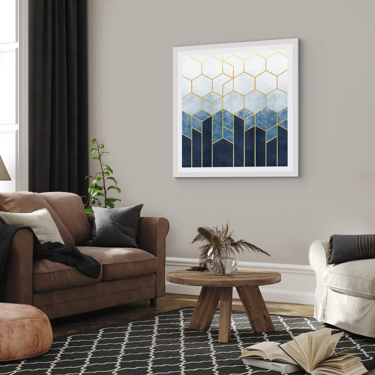 Poster in einem weißen Rahmen - Komposition im synkopischen Rhythmus - 40x40 cm