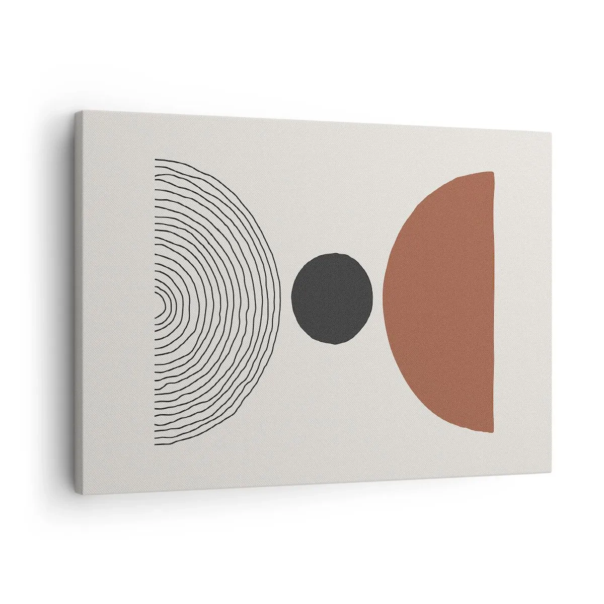 Bild auf Leinwand - Leinwandbild - Abstrakte geometrische Figuren in warmen Farben - 70x50cm - Das Zentrum der Aufmerksamkeit - Moderne Wanddekoration für Wohnzimmer und Schlafzimmer ARTTOR