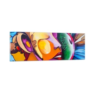 Glasbild - Bild auf glas - Mit Farbe berühren - 90x30 cm