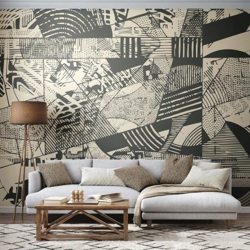 Fototapete Premium Canvas - Die Dynamik der Gegenwart - Abstraktion, Jahrgang, Grafik - 150x105 cm