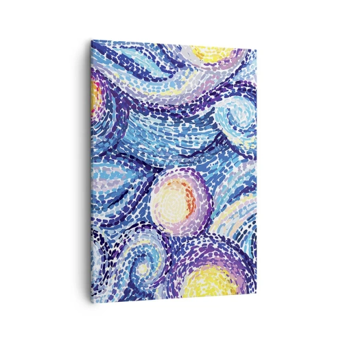 Bild auf Leinwand - Leinwandbild - Eine künstlerische Interpretation des Sternenhimmels im Stil von Van Gogh - 50x70cm - Aus einem Gemälde von van Gogh - Moderne Wanddekoration für Wohnzimmer und Schlafzimmer ARTTOR
