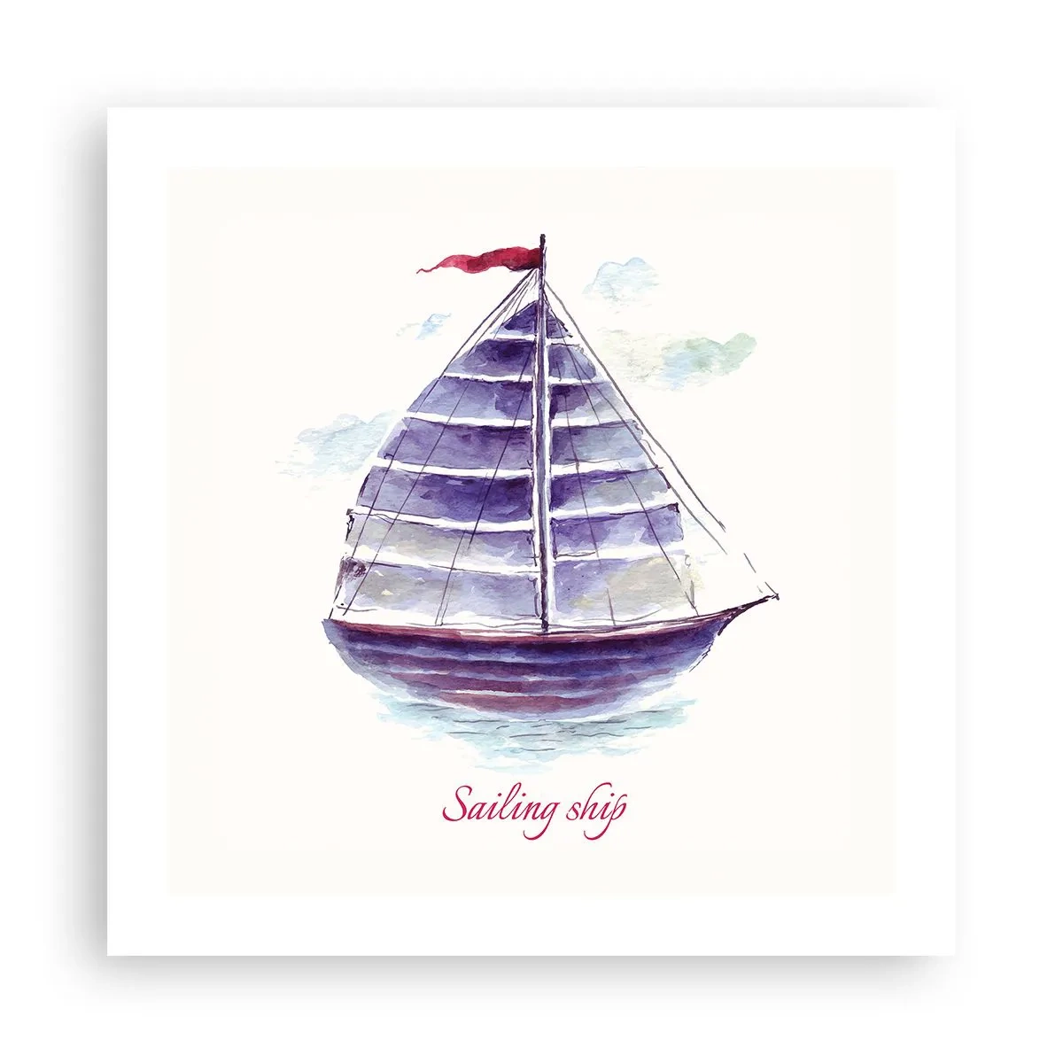 Poster - Volle Segel und ruhiges Wasser - 50x50 cm