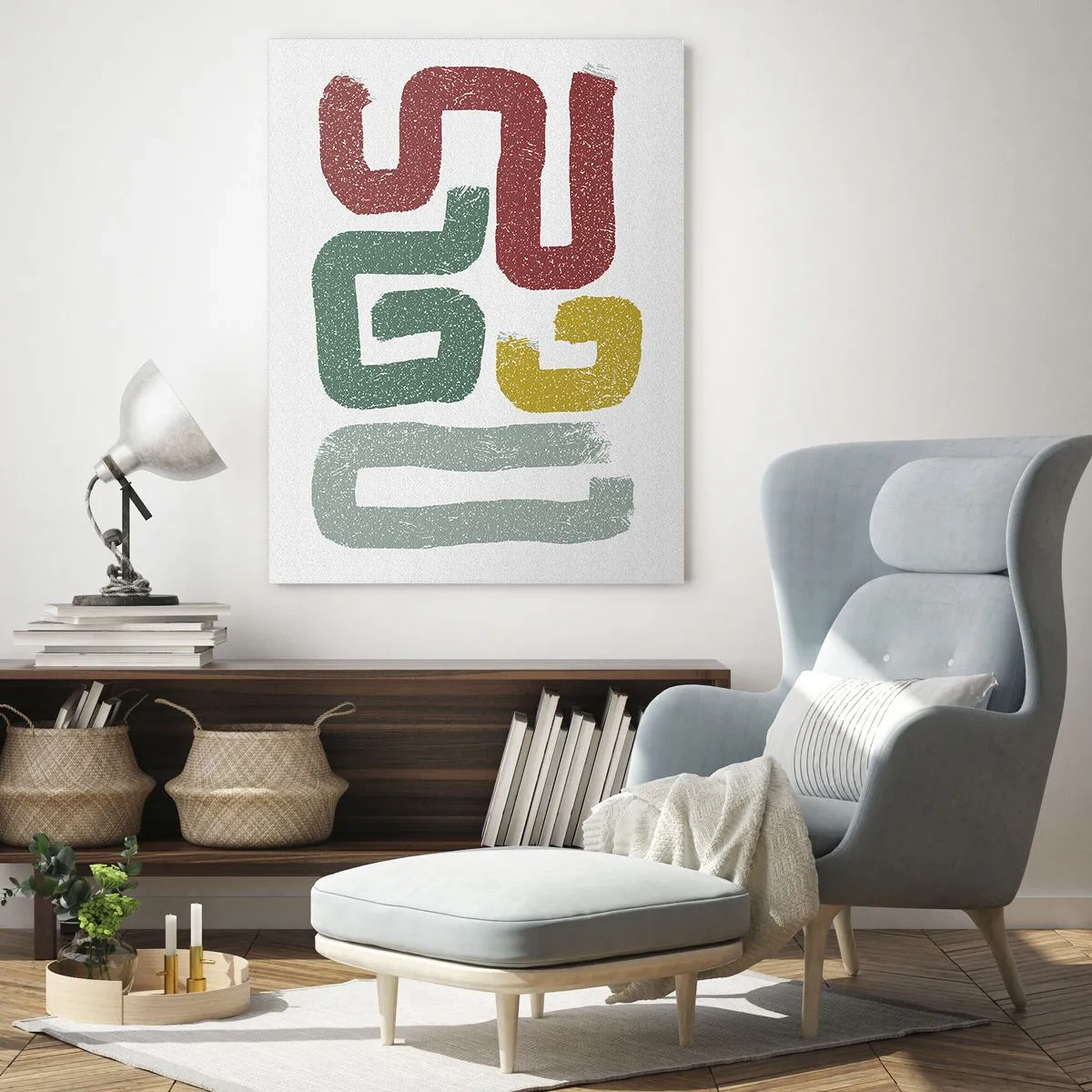 Glasbild - Bild auf glas - Bunte geometrische Muster im abstrakten Stil - 70x100cm - In einer unbekannten Sprache - Moderne Wanddekoration für Wohnzimmer und Schlafzimmer ARTTOR