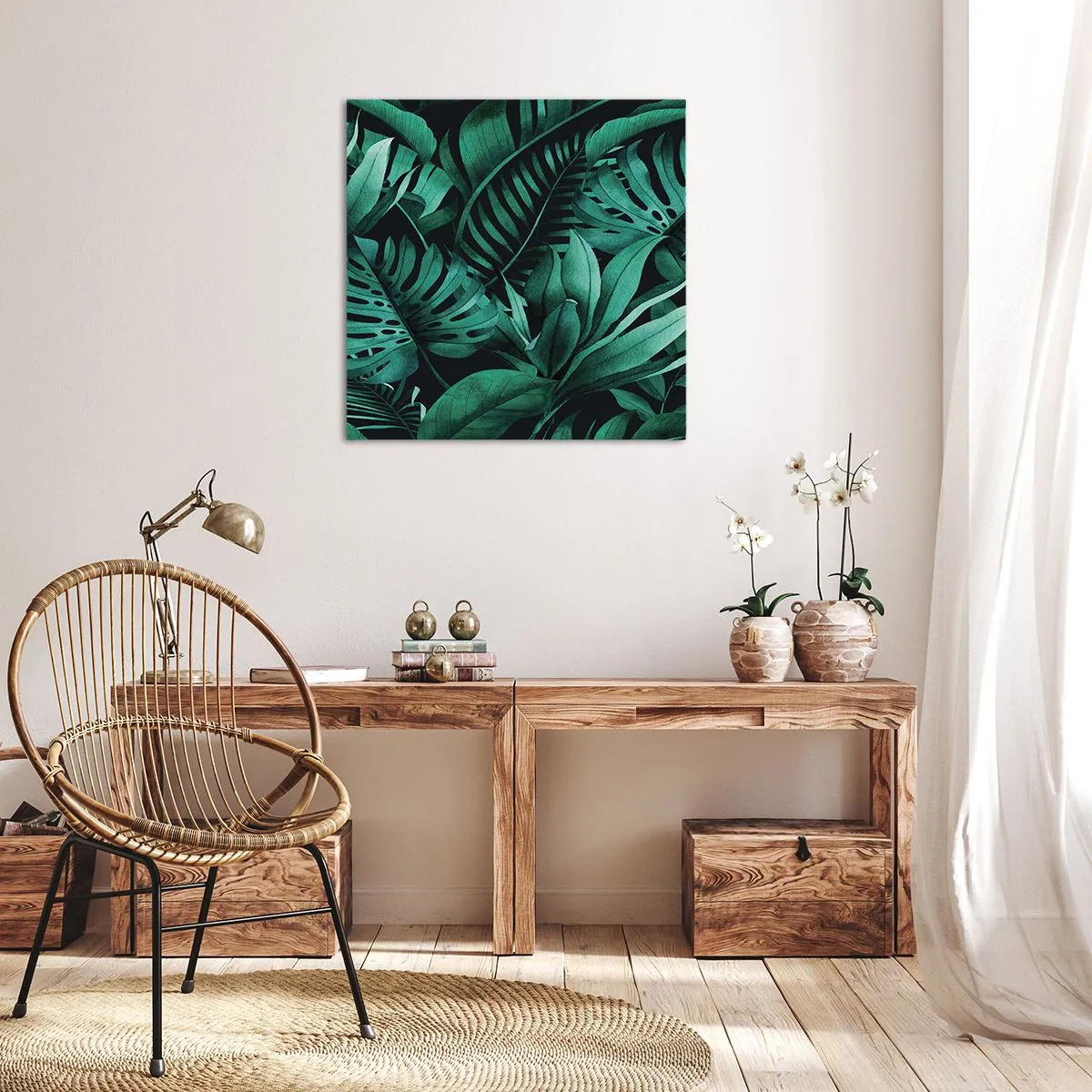 Bild auf Leinwand - Leinwandbild - Die Tiefe des tropischen Grüns - 30x30 cm