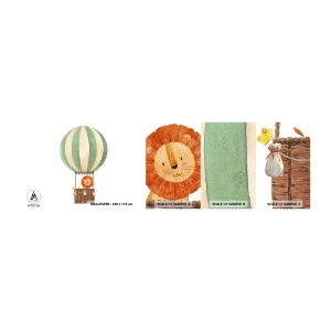 Fototapeten Muster Selbstklebend Deluxe Sticker - Leons Reisen - Ballon, Löwe, Kinder - 100x30 cm