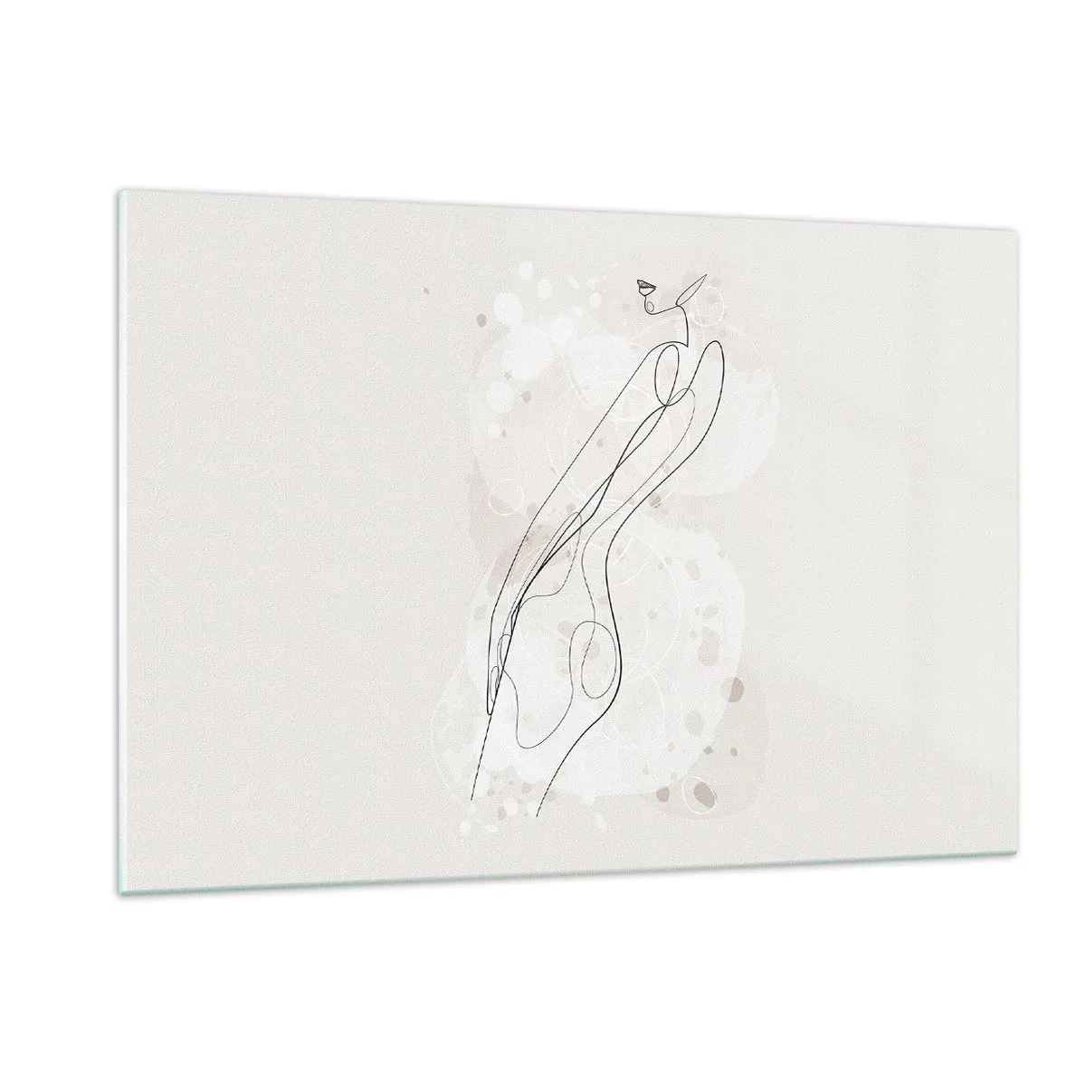 Glasbild - Bild auf glas - Konturierte Silhouette einer Frau in Beigetönen - 120x80cm - Der Blick schweift - Moderne Wanddekoration für Wohnzimmer und Schlafzimmer ARTTOR