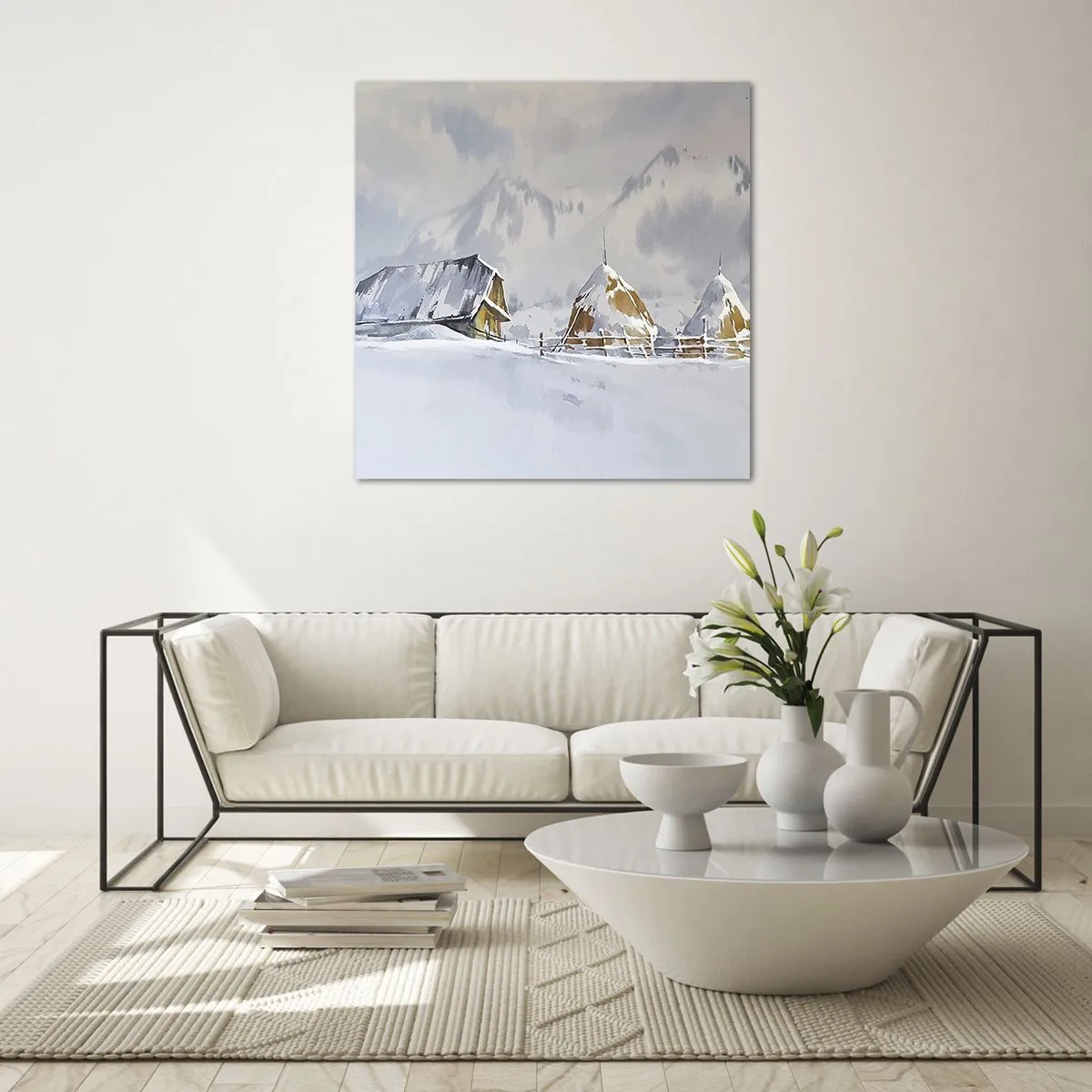 Glasbild - Bild auf glas - In einem verschneiten Talkessel - 70x70 cm