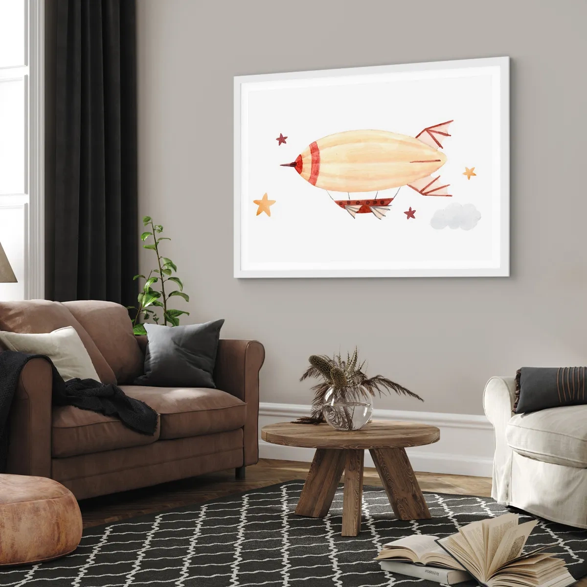 Poster in einem weißen Rahmen - Luftschiff - 91x61 cm