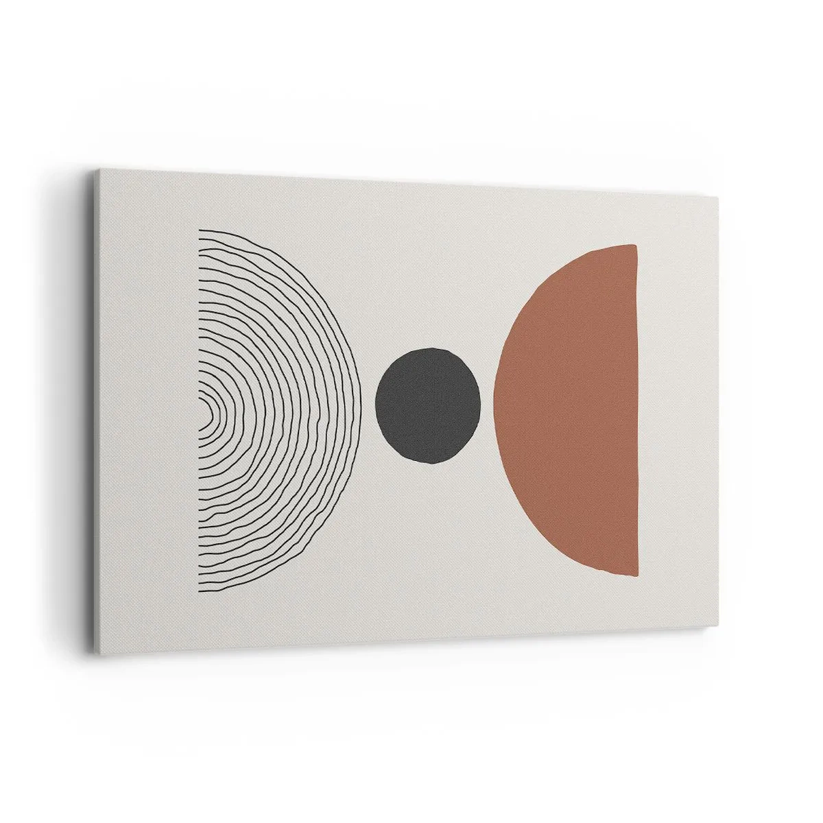 Bild auf Leinwand - Leinwandbild - Abstrakte geometrische Figuren in warmen Farben - 120x80cm - Das Zentrum der Aufmerksamkeit - Moderne Wanddekoration für Wohnzimmer und Schlafzimmer ARTTOR