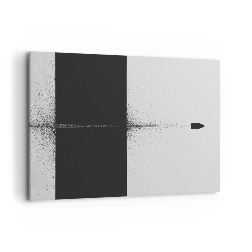 Bild auf Leinwand - Leinwandbild - Ein symbolisches Projektil im minimalistischen, abstrakten Stil. - 100x70cm - Direkt zum Ziel - Moderne Wanddekoration für Wohnzimmer und Schlafzimmer ARTTOR