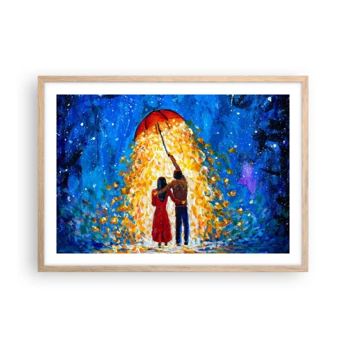 Poster in einem Rahmen aus heller Eiche - Zauber eines Regenabends? - 70x50 cm