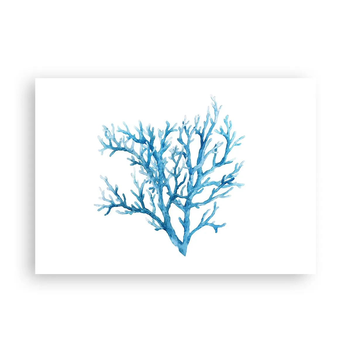 Poster - Blaue Koralle auf weißem Hintergrund mit minimalistischem Flair - 100x70cm - Nautisches Filigran - Moderne Wanddekoration für Wohnzimmer und Schlafzimmer ARTTOR