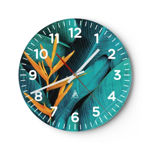 Wanduhr - Glasuhr - Eden-Blume - 30x30 cm