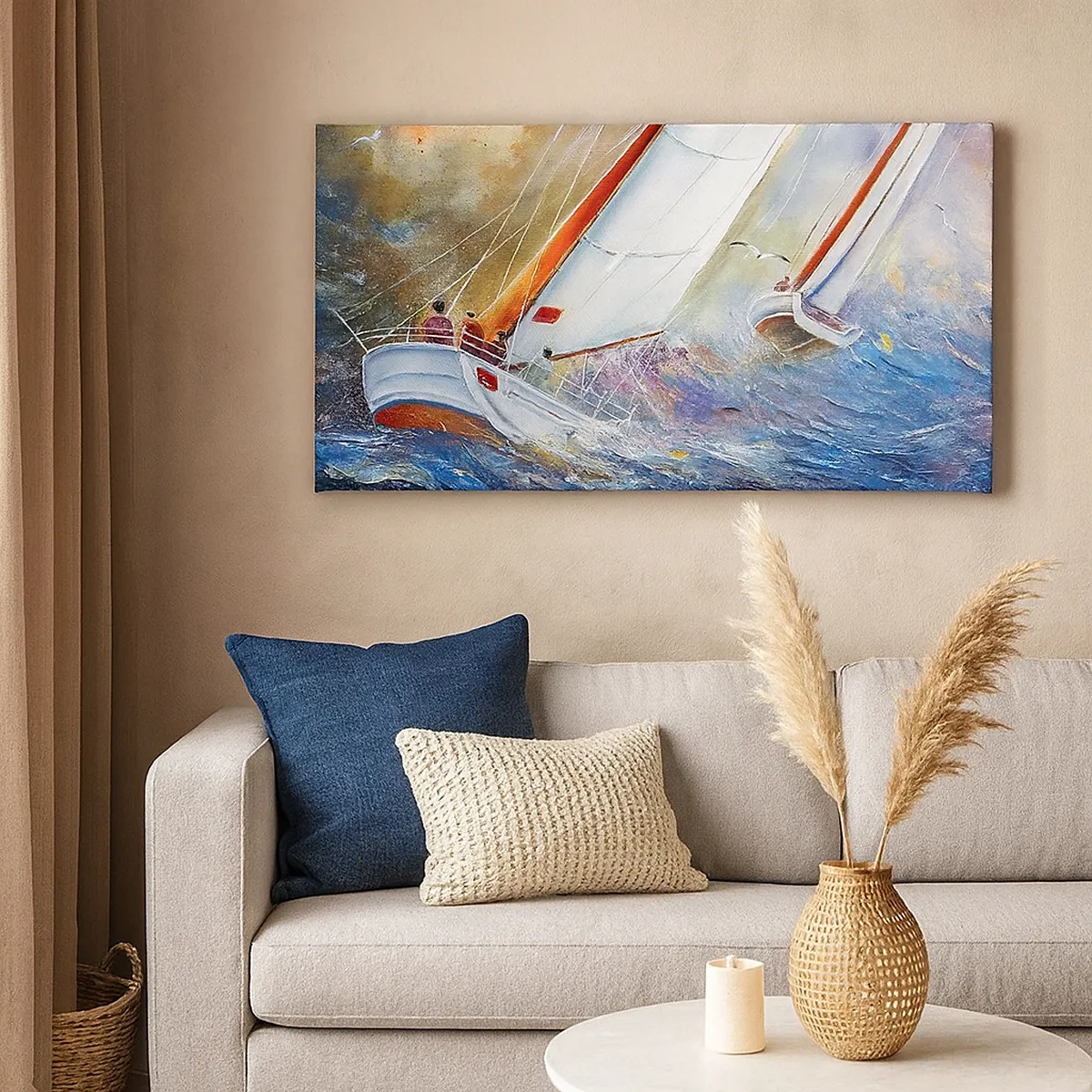 Bild auf Leinwand - Leinwandbild - Durch die Wellen laufend - 30x30 cm