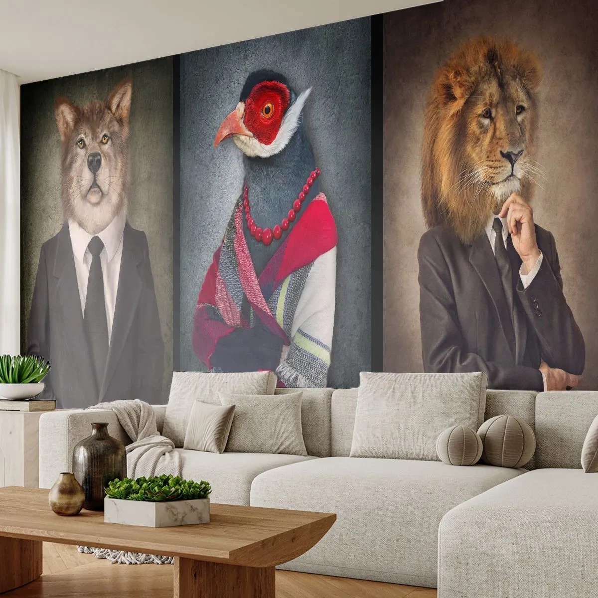 Fototapete Standard Eco - Was mache ich hier?! - Abstraktion, Hund, Vogel - 400x280 cm