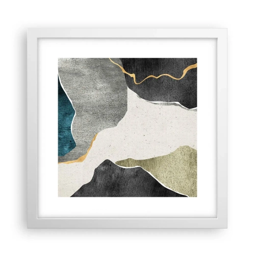 Poster in einem weißen Rahmen - Mosaikkomposition mit Goldfaden - 30x30 cm