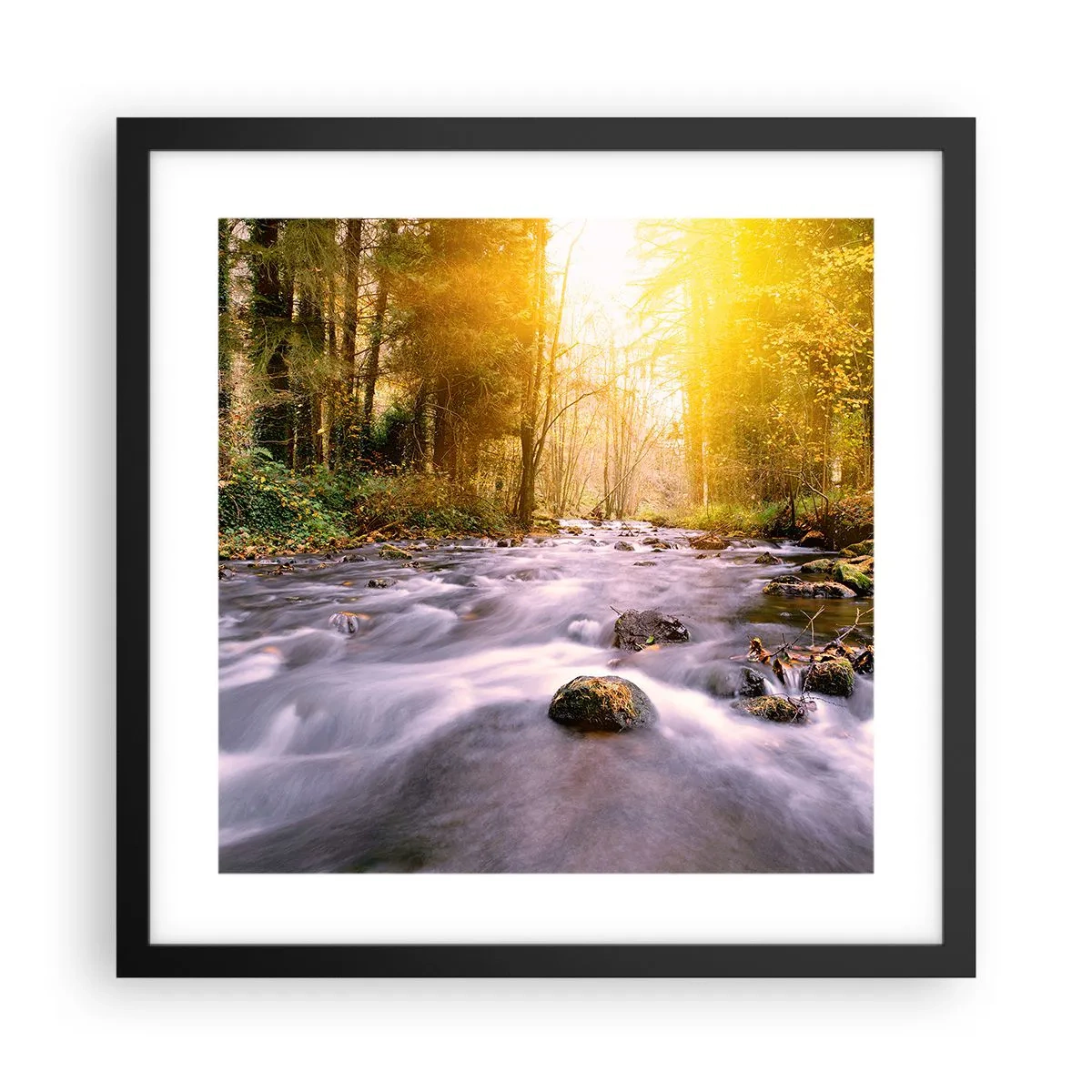 Poster in einem schwarzem Rahmen - Malachit im Silber- und Goldrahmen - 40x40 cm