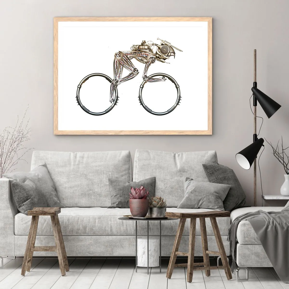 Poster in einem Rahmen aus heller Eiche - Eine tolle Maschine - 91x61 cm