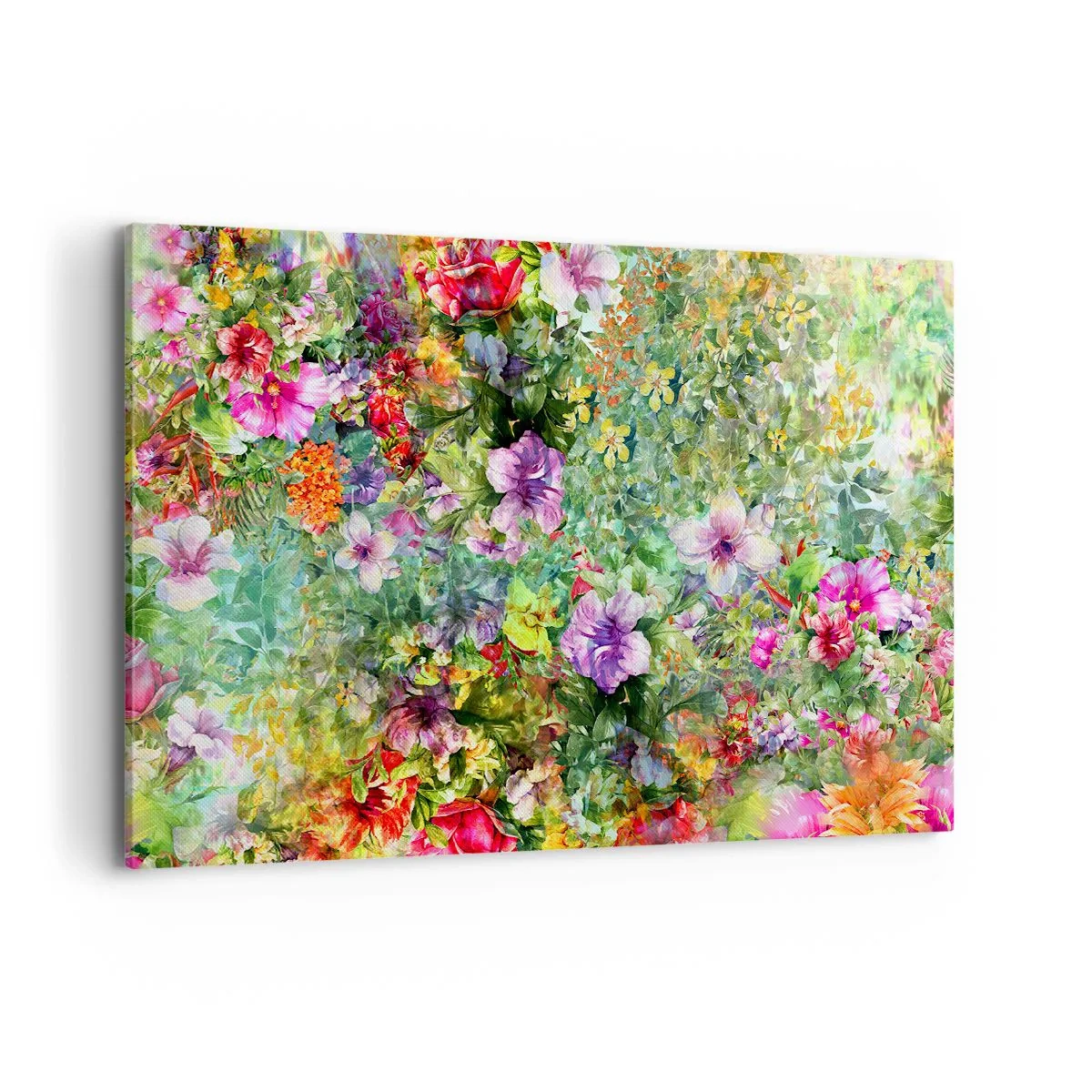 Bild auf Leinwand - Leinwandbild - Ein buntes Blumenarrangement auf grünem Hintergrund - 120x80cm - In Blumen für das Verderben - Moderne Wanddekoration für Wohnzimmer und Schlafzimmer ARTTOR