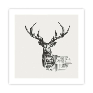 Poster - Ein Hirsch im kubistischen Stil - 50x50 cm