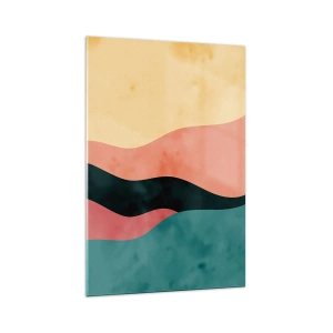 Glasbild - Bild auf glas - Abstrakte Wellen in Pastellfarben - 70x100cm - Konforme Nichtkonformität - Moderne Wanddekoration für Wohnzimmer und Schlafzimmer ARTTOR