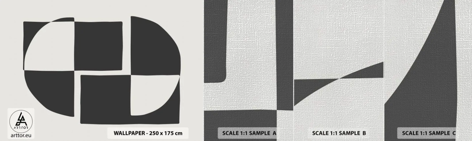 Fototapeten Muster Premium Canvas - Antithese - Synthese - Abstraktion, Stück, Schwarz und weiß - 100x30 cm