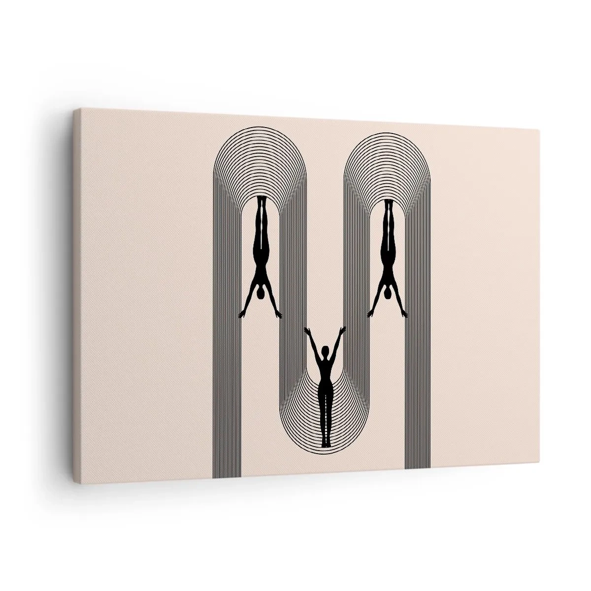 Bild auf Leinwand - Leinwandbild - Geometrische Silhouetten auf beigem Hintergrund - 70x50cm - Verkehrt herum - Moderne Wanddekoration für Wohnzimmer und Schlafzimmer ARTTOR