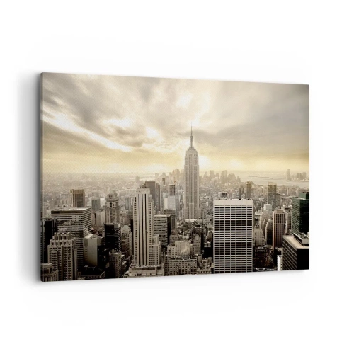 Bild auf Leinwand - Leinwandbild - Panorama der Stadt mit Blick auf das Empire State Building - 120x80cm - New York aus Grau - Moderne Wanddekoration für Wohnzimmer und Schlafzimmer ARTTOR
