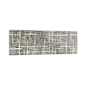 Glasbild - Bild auf glas - Ein geometrisches Muster, das einem Gitter auf hellem Hintergrund ähnelt - 160x50cm - Gewebte Komposition - Moderne Wanddekoration für Wohnzimmer und Schlafzimmer ARTTOR