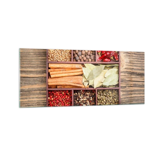 Glasbild - Bild auf glas - Ordnung der Formen, Bouquet von Aromen - 100x40 cm