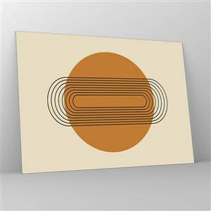 Glasbild - Bild auf glas - Geometrische Abstraktion mit Kreisen und Linien - 70x50cm - Perfekter Plan - Moderne Wanddekoration für Wohnzimmer und Schlafzimmer ARTTOR