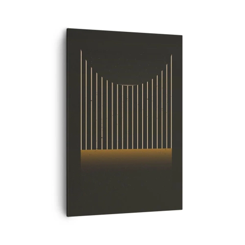 Bild auf Leinwand - Leinwandbild - Geometrisches Muster mit Streifen auf dunklem Hintergrund - 70x100cm - Die Dunkelheit erkunden - Moderne Wanddekoration für Wohnzimmer und Schlafzimmer ARTTOR