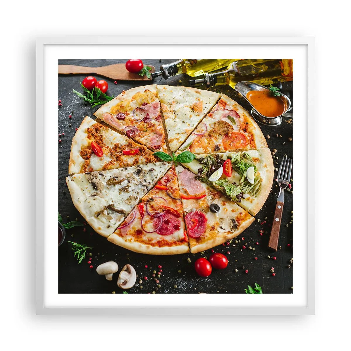 Poster in einem weißen Rahmen - Eine Reihe von Geschmacksrichtungen - 60x60 cm