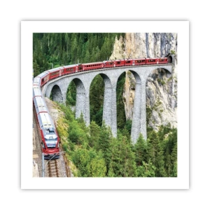 Poster - Eisenbahn für Bergblick - 50x50 cm