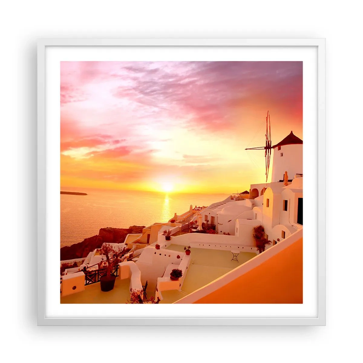 Poster in einem weißen Rahmen - In Weiß und Gold schmelzen - 60x60 cm