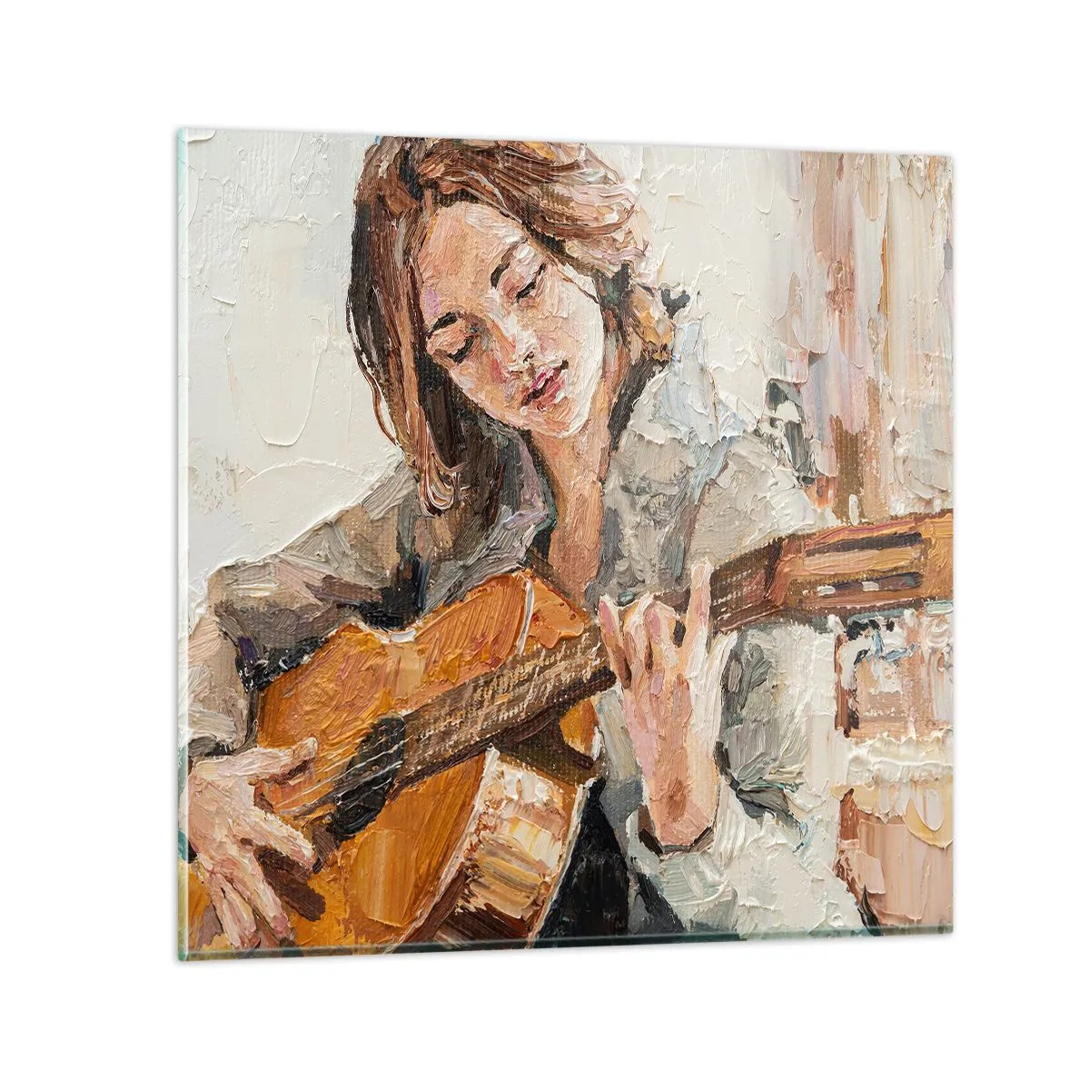Glasbild - Bild auf glas - Konzert für Gitarre und Mädchenherz - 60x60 cm