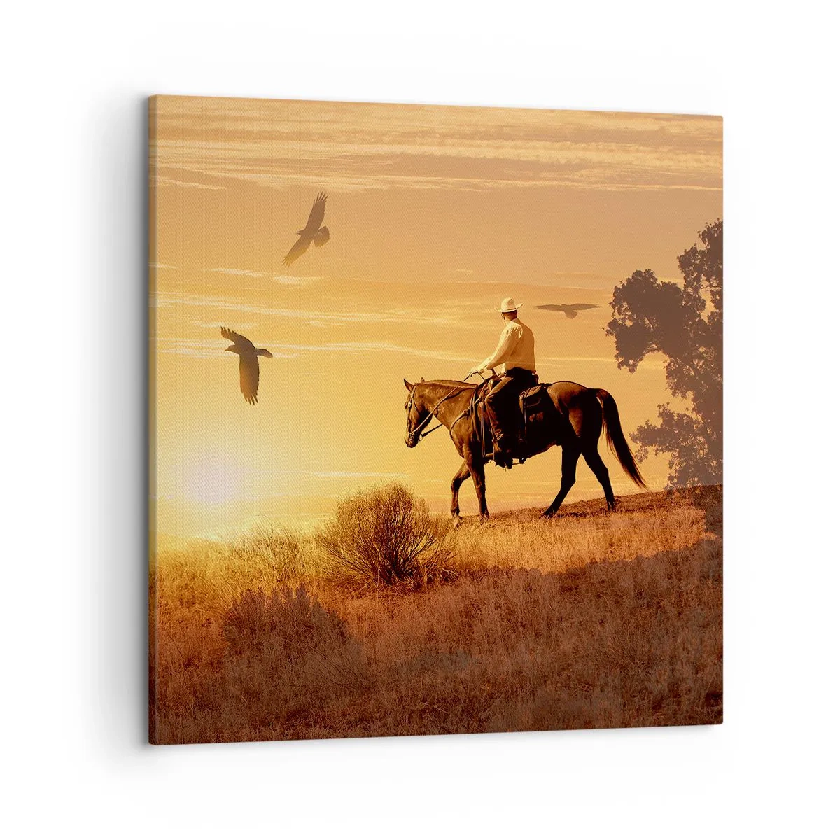 Bild auf Leinwand - Leinwandbild - Allein durch die Prärie - 50x50 cm